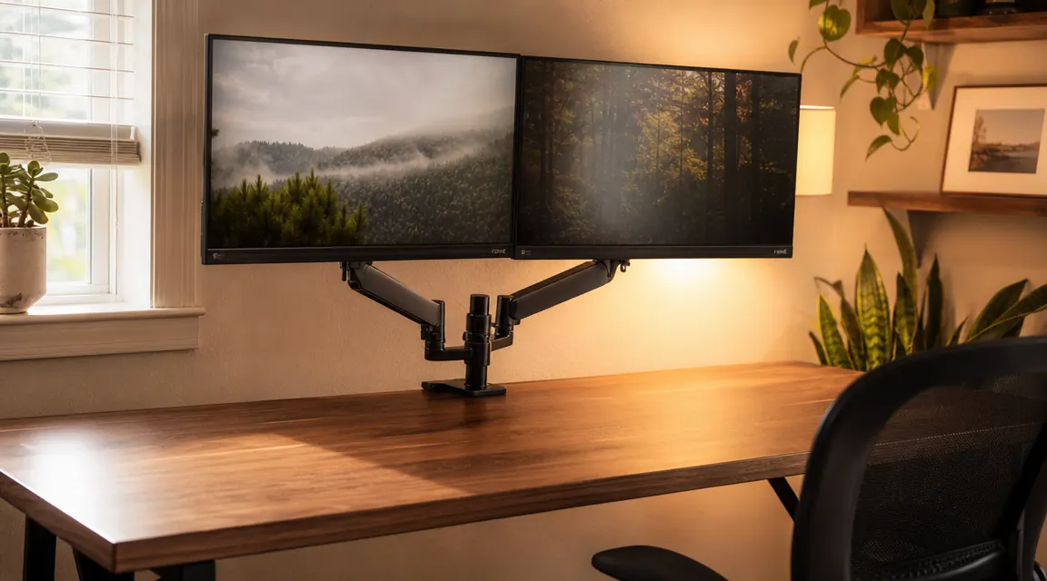 The Monitor Arm That Finally Cleared My Cluttered Home Office Desk